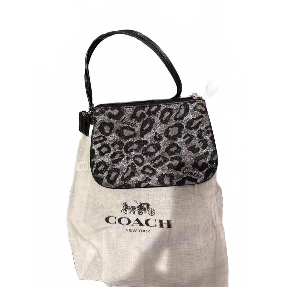 Coach New York Leopard Print Wristlet Bag w/Dust Bag EUC